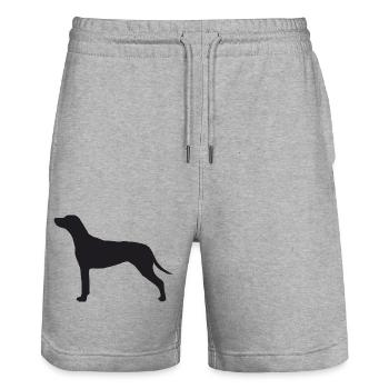 Rhodesian Ridgeback Silhouette - Stanley/Stella Unisex Bio Joggingshorts Trainer  - Grau meliert - Vorne - Nik (191cm) & Marisol (170cm)