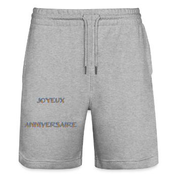 ALLES GUTE ZUM GEBURTSTAG. ALLES GUTE ZUM GEBURTSTAG. JAHRESTAG. - Stanley/Stella Unisex Bio Joggingshorts Trainer  - Grau meliert - Vorne - Nik (191cm) & Marisol (170cm)