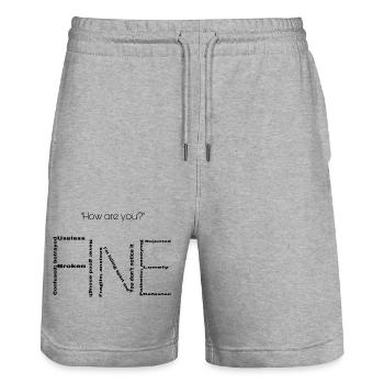 How are you? Fine.. - Stanley/Stella Unisex Bio Joggingshorts Trainer  - Grau meliert - Vorne - Nik (191cm) & Marisol (170cm)