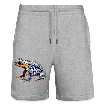 Pfeilgiftfrosch mit schöner Warnfarbe als Lurch - Stanley/Stella Unisex Bio Joggingshorts Trainer  - Grau meliert - Vorne - Nik (191cm) & Marisol (170cm)