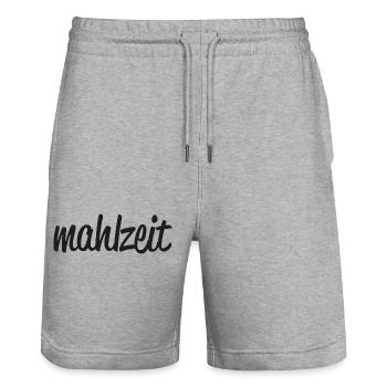 mahlzeit schwarz - Stanley/Stella Unisex Bio Joggingshorts Trainer  - Grau meliert - Vorne - Nik (191cm) & Marisol (170cm)