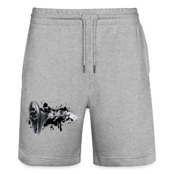 Addicted to cornering - The art of steering - Stanley/Stella Trainer Unisex Organic Jogging Shorts - heather grey - Front - Nik (191cm) & Marisol (170cm)