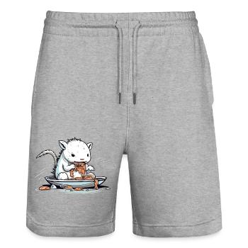 Axolotl noodle eater - Stanley/Stella Trainer Unisex Organic Jogging Shorts - heather grey - Front - Nik (191cm) & Marisol (170cm)