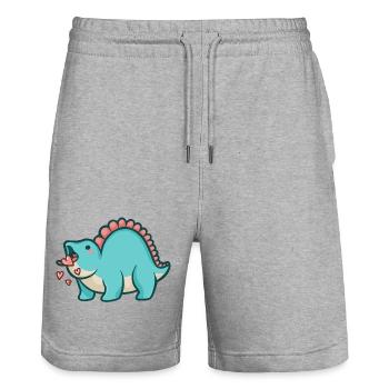 hugadino Mlem mit Herzen, Dino, süßer Dinosaurier - Stanley/Stella Unisex Bio Joggingshorts Trainer  - Grau meliert - Vorne - Nik (191cm) & Marisol (170cm)