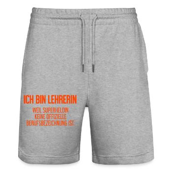 Lehrerin - Mein offizieller Superhelden-Beruf! - Stanley/Stella Unisex Bio Joggingshorts Trainer  - Grau meliert - Vorne - Nik (191cm) & Marisol (170cm)