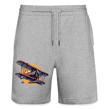 Zweisitziges Veno-Flugzeug - Stanley/Stella Unisex Bio Joggingshorts Trainer  - Grau meliert - Vorne - Nik (191cm) & Marisol (170cm)
