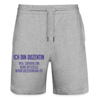 Dozentin - Mein offizieller Superhelden-Beruf! - Stanley/Stella Unisex Bio Joggingshorts Trainer  - Grau meliert - Vorne - Nik (191cm) & Marisol (170cm)