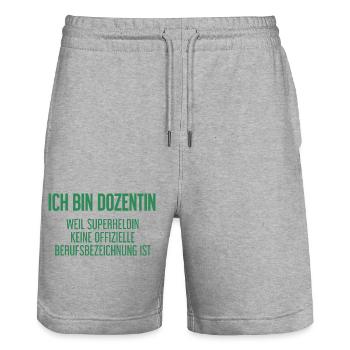 Dozentin - Mein offizieller Superhelden-Beruf! - Stanley/Stella Unisex Bio Joggingshorts Trainer  - Grau meliert - Vorne - Nik (191cm) & Marisol (170cm)