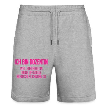 Dozentin - Mein offizieller Superhelden-Beruf! - Stanley/Stella Unisex Bio Joggingshorts Trainer  - Grau meliert - Vorne - Nik (191cm) & Marisol (170cm)