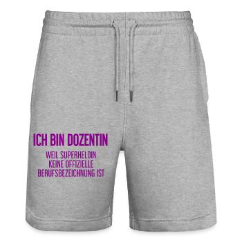 Dozentin - Mein offizieller Superhelden-Beruf! - Stanley/Stella Unisex Bio Joggingshorts Trainer  - Grau meliert - Vorne - Nik (191cm) & Marisol (170cm)