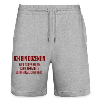 Dozentin - Mein offizieller Superhelden-Beruf! - Stanley/Stella Unisex Bio Joggingshorts Trainer  - Grau meliert - Vorne - Nik (191cm) & Marisol (170cm)