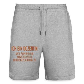 Dozentin - Mein offizieller Superhelden-Beruf! - Stanley/Stella Unisex Bio Joggingshorts Trainer  - Grau meliert - Vorne - Nik (191cm) & Marisol (170cm)