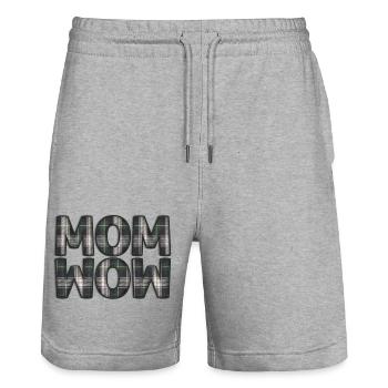 Mama Mom Wow Mothers Day Funny Cute Family Mother - Stanley/Stella Trainer Unisex Organic Jogging Shorts - heather grey - Front - Nik (191cm) & Marisol (170cm)