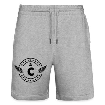 Armoiries C - Short de jogging bio TRAINER Stanley/Stella unisexe - gris chiné - Devant - Nik (191cm) & Marisol (170cm)