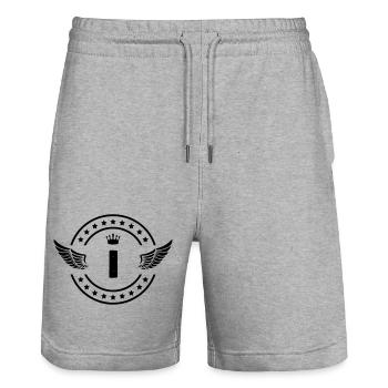 Armoiries I - Short de jogging bio TRAINER Stanley/Stella unisexe - gris chiné - Devant - Nik (191cm) & Marisol (170cm)