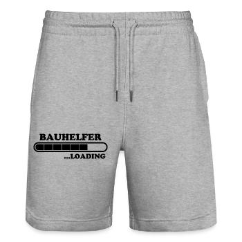Bauhelfer Spruch Beruf Lustiges Bauhelfer Geschenk - Stanley/Stella Unisex Bio Joggingshorts Trainer  - Grau meliert - Vorne - Nik (191cm) & Marisol (170cm)