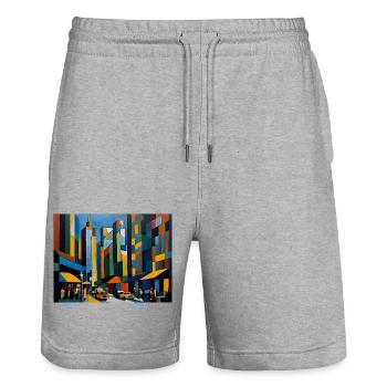 Série des arts de New York - 5e Avenue - Bauhaus - Short de jogging bio TRAINER Stanley/Stella unisexe - gris chiné - Devant - Nik (191cm) & Marisol (170cm)