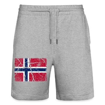Flagge Norwegen - Stanley/Stella Unisex Bio Joggingshorts Trainer  - Grau meliert - Vorne - Nik (191cm) & Marisol (170cm)