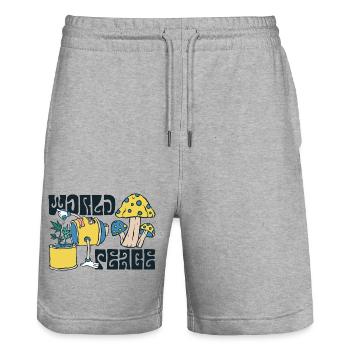 420 World Peace Drop The Tree - Stanley/Stella Trainer Unisex Organic Jogging Shorts - heather grey - Front - Nik (191cm) & Marisol (170cm)