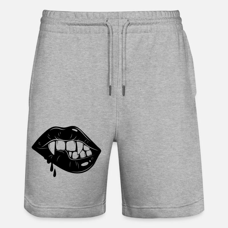 Halloween Vampire Lèvres Prothèses dentaires - Short de jogging bio TRAINER Stanley/Stella unisexe - gris chiné