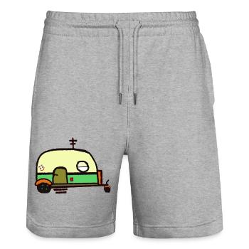 Caravane Camping-car Caravane Vacances Camping Tour - Short de jogging bio TRAINER Stanley/Stella unisexe - gris chiné - Devant - Nik (191cm) & Marisol (170cm)