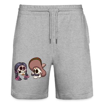 Crânes mexicains - Short de jogging bio TRAINER Stanley/Stella unisexe - gris chiné - Devant - Nik (191cm) & Marisol (170cm)