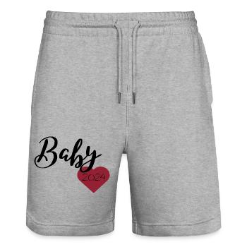 Baby 2024 - Stanley/Stella Unisex Bio Joggingshorts Trainer  - Grau meliert - Vorne - Nik (191cm) & Marisol (170cm)