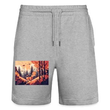Climbing the Hill (Fall Collection #11) - Stanley/Stella Trainer Unisex Organic Jogging Shorts - heather grey - Front - Nik (191cm) & Marisol (170cm)