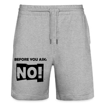 Before you ask: No! - Stanley/Stella Trainer Unisex Organic Jogging Shorts - heather grey - Front - Nik (191cm) & Marisol (170cm)