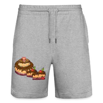 Cake - Stanley/Stella Trainer Unisex Organic Jogging Shorts - heather grey - Front - Nik (191cm) & Marisol (170cm)