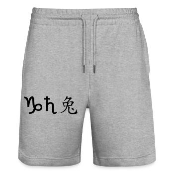 Capricorne Saturne Lapin - Short de jogging bio TRAINER Stanley/Stella unisexe - gris chiné - Devant - Nik (191cm) & Marisol (170cm)