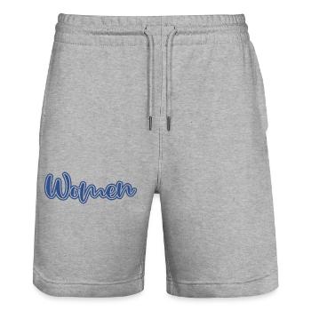 Women - Stanley/Stella Trainer Unisex Organic Jogging Shorts - heather grey - Front - Nik (191cm) & Marisol (170cm)
