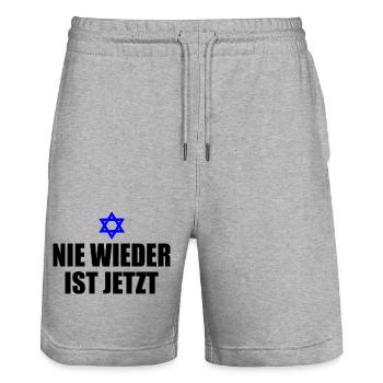 Nie wieder ist jetzt - Stanley/Stella Unisex Bio Joggingshorts Trainer  - Grau meliert - Vorne - Nik (191cm) & Marisol (170cm)