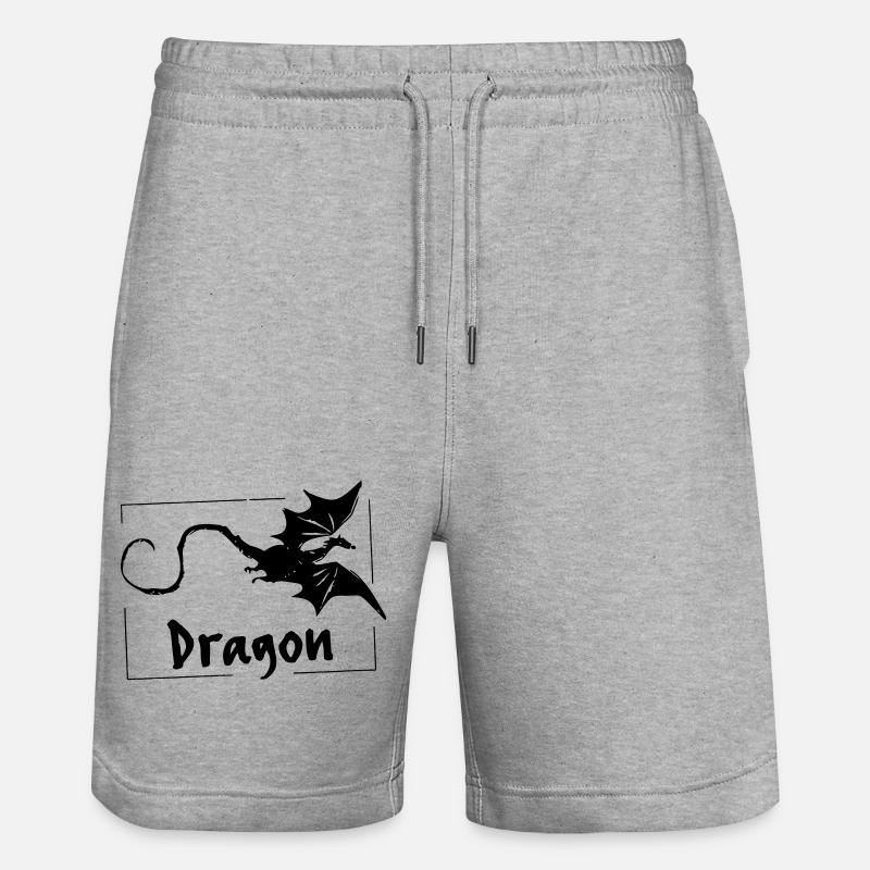 Dragon - Vectorgraphic - Stanley/Stella Trainer Unisex Organic Jogging Shorts - heather grey