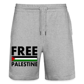 Free palestine - Stanley/Stella Unisex Bio Joggingshorts Trainer  - Grau meliert - Vorne - Nik (191cm) & Marisol (170cm)