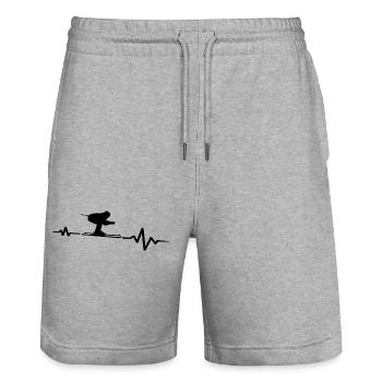 Abfahrt Skifahrer Pistenflitzer - Stanley/Stella Unisex Bio Joggingshorts Trainer  - Grau meliert - Vorne - Nik (191cm) & Marisol (170cm)