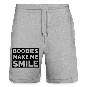 Les fous me font sourire - Short de jogging bio TRAINER Stanley/Stella unisexe - gris chiné - Devant - Nik (191cm) & Marisol (170cm)