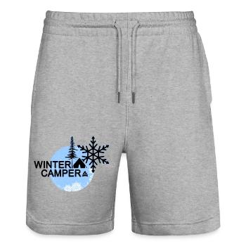 camping d’hiver, tentes d’hiver, bivouac de neige - Short de jogging bio TRAINER Stanley/Stella unisexe - gris chiné - Devant - Nik (191cm) & Marisol (170cm)