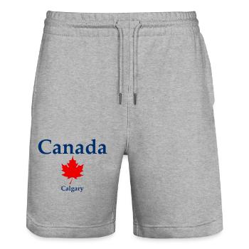 Calgary - Alberta - Canada - Kanada - Short de jogging bio TRAINER Stanley/Stella unisexe - gris chiné - Devant - Nik (191cm) & Marisol (170cm)