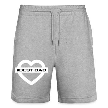 Best Dad Herzen Liebe - Stanley/Stella Unisex Bio Joggingshorts Trainer  - Grau meliert - Vorne - Nik (191cm) & Marisol (170cm)