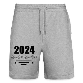 2024 Neues Spiel neues Glück - Stanley/Stella Unisex Bio Joggingshorts Trainer  - Grau meliert - Vorne - Nik (191cm) & Marisol (170cm)