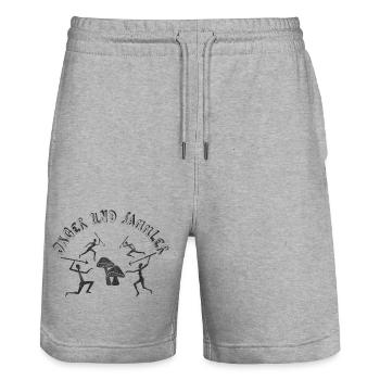 Jäger und Sammler - Stanley/Stella Unisex Bio Joggingshorts Trainer  - Grau meliert - Vorne - Nik (191cm) & Marisol (170cm)