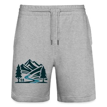 Wandern - Stanley/Stella Unisex Bio Joggingshorts Trainer  - Grau meliert - Vorne - Nik (191cm) & Marisol (170cm)