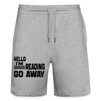 Hallo, ich lese Go Away Lustiges Lesebuch 2024 - Stanley/Stella Unisex Bio Joggingshorts Trainer  - Grau meliert - Vorne - Nik (191cm) & Marisol (170cm)