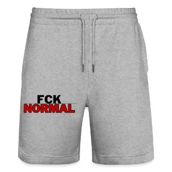 FCK NORMAL - for authenticity and individuality - Stanley/Stella Trainer Unisex Organic Jogging Shorts - heather grey - Front - Nik (191cm) & Marisol (170cm)