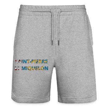 Drapeau Saint perre et miquelon - Short de jogging bio TRAINER Stanley/Stella unisexe - gris chiné - Devant - Nik (191cm) & Marisol (170cm)