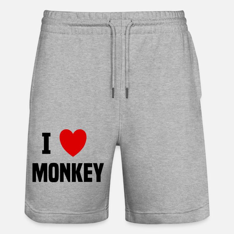 I love Monkey - Short de jogging bio TRAINER Stanley/Stella unisexe - gris chiné