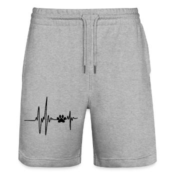 Hundeliebe/Katzenliebe Herzschlag - Stanley/Stella Unisex Bio Joggingshorts Trainer  - Grau meliert - Vorne - Nik (191cm) & Marisol (170cm)