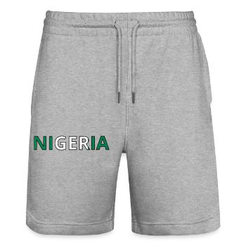 Drapeau Nigeria - Short de jogging bio TRAINER Stanley/Stella unisexe - gris chiné - Devant - Nik (191cm) & Marisol (170cm)