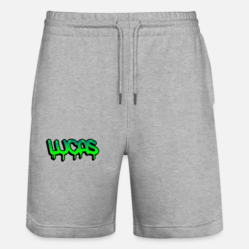 Graffiti prénom Lucas - Short de jogging bio TRAINER Stanley/Stella unisexe - gris chiné